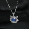 Silver Planet Cat Ear Iride Stone necklace, a unique and dreamy atmosphere for women, a sweet and cool collarbone chain necklace for girls Specification image